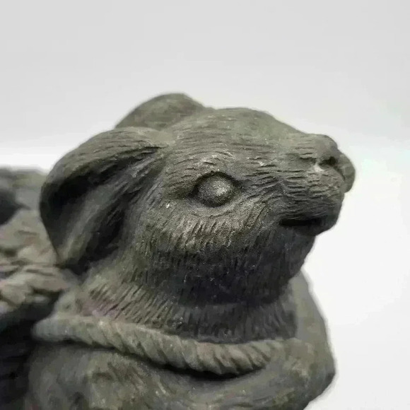 RARE Piece Rabbit Bunny Ressin Candle holder Pulling Basket - Picture 13 of 14